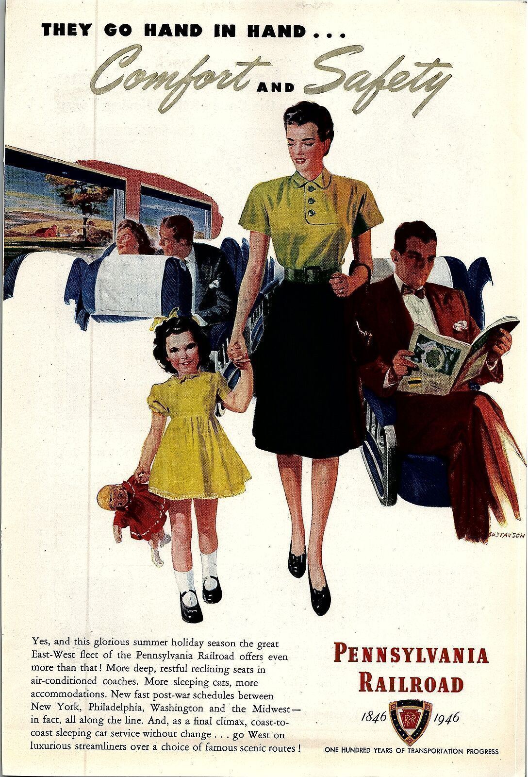 1950s PENNSYLVANIA RAILROAD COMFORT AND SAFETY MAGAZINE AD 26-14
