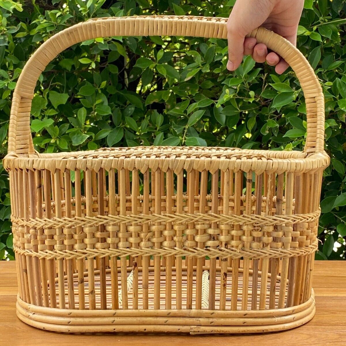 Vintage Rattan Bamboo Thai Classic Basket: Hand-Woven Storage Solution 