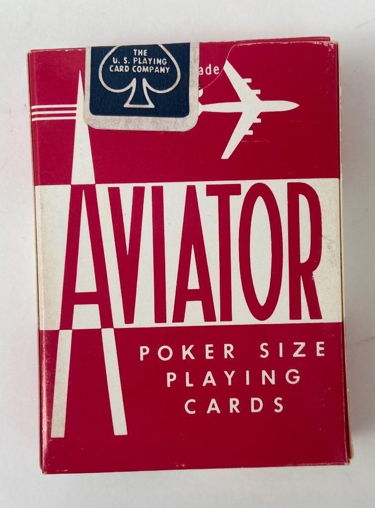 Aviator 914 Poker Size Vintage Airplane Art Playing Cards Blue Seal Red Deck USA
