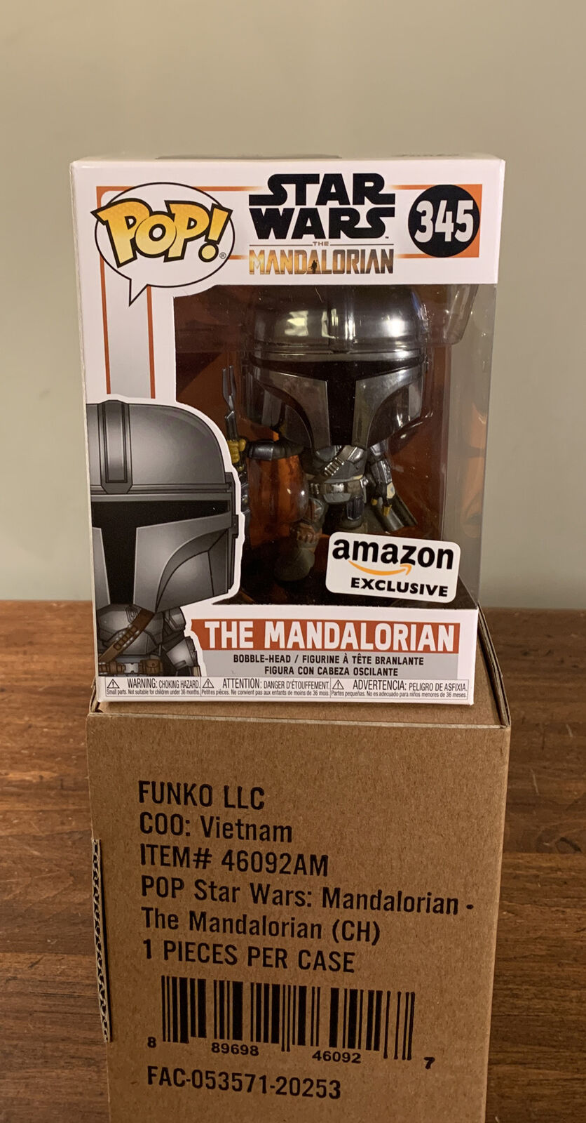 Funko POP Star Wars The Mandalorian Chrome Amazon Exclusive #345 Brand New