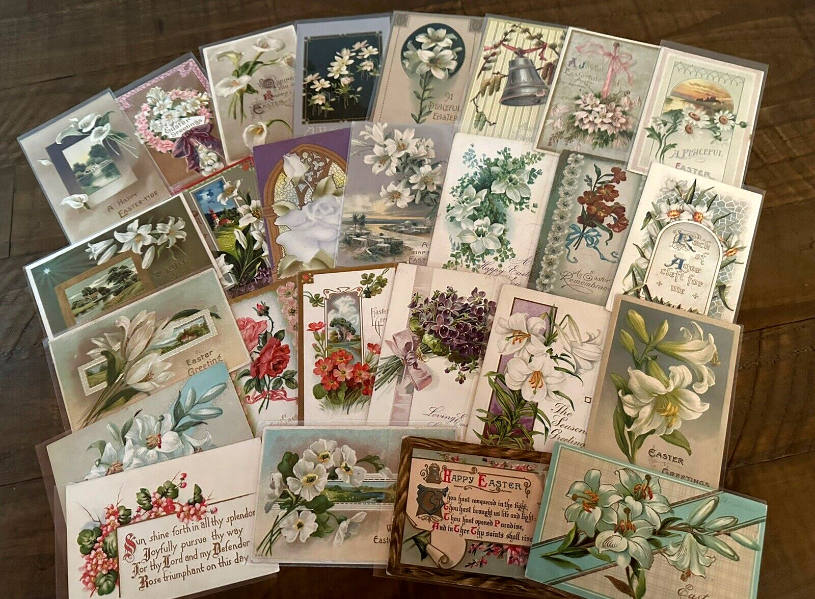 Lot of 25 Vintage~EASTER POSTCARDS ~with Pretty  Flowers~In Sleeves-h510