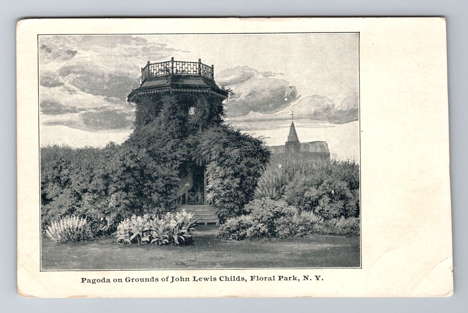 Floral Park, NY-New York, Pagoda Grounds Of John Lewis Childs, Vintage Postcard