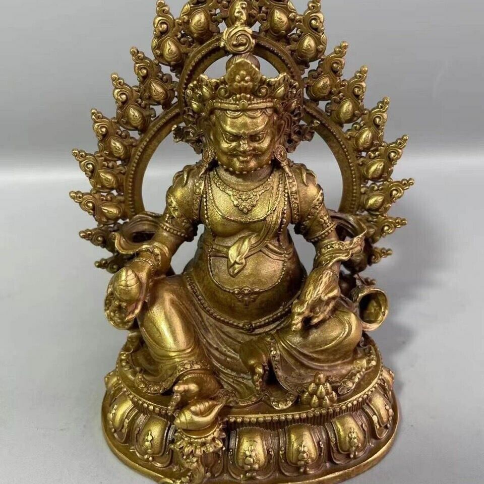 Pure Bronze Yellow Wealth Nepalese Wealth God Statue Buddhism Tibetan Tantric