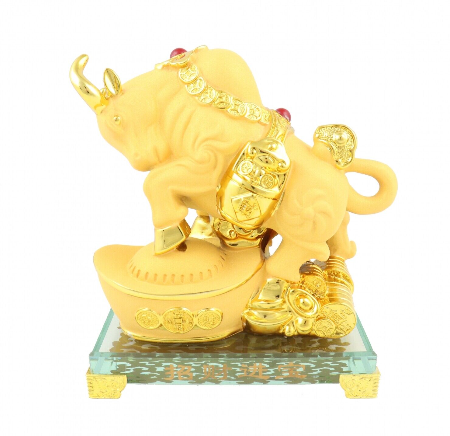 Golden Ox Statue Stepping on Big Ingot for Chinese Lunar Year of the Ox