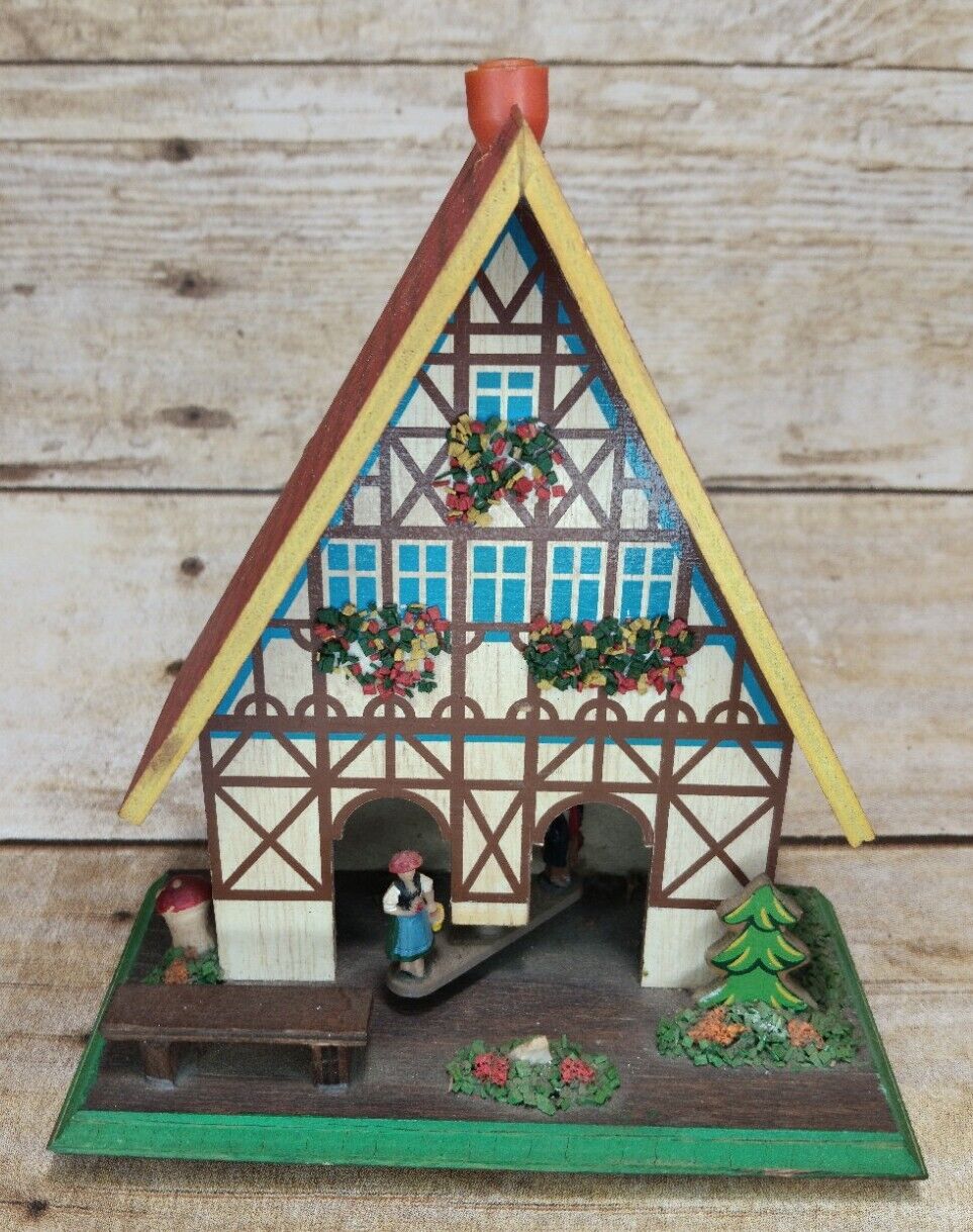 Vintage Toggili West German  Wood/Plastic Weather House Holidays 