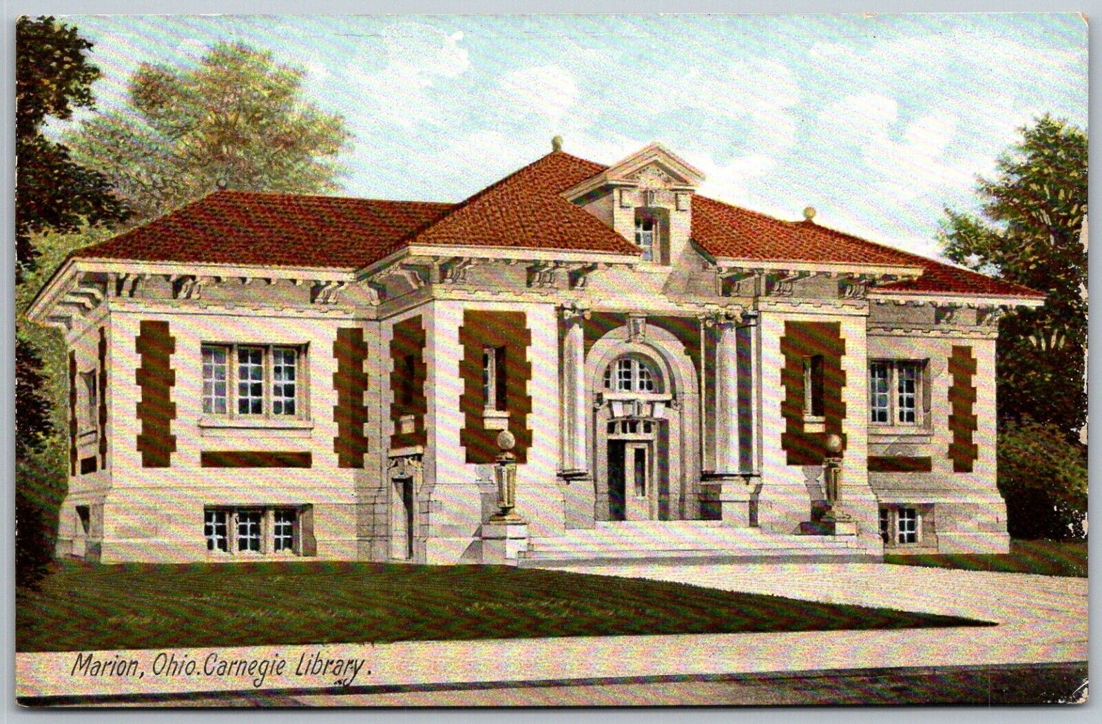 Marion Ohio c1910 Postcard Carnegie Library