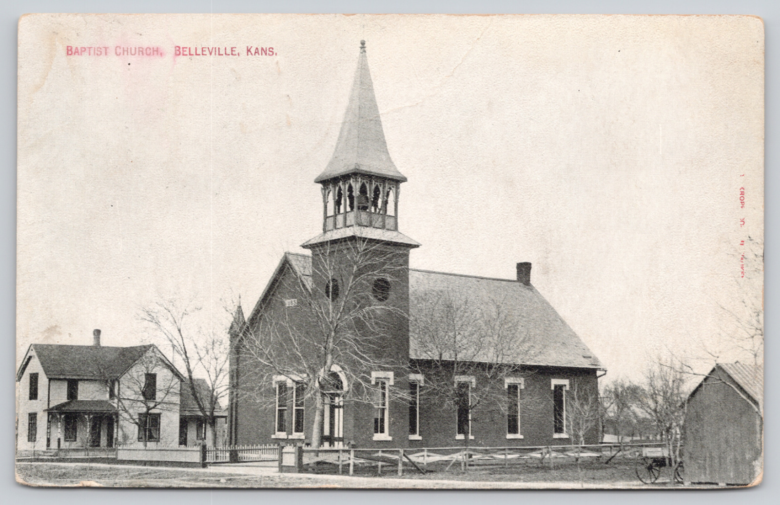Postcard Bellville, Kansas, Ks, 1909, Baptist Church A700