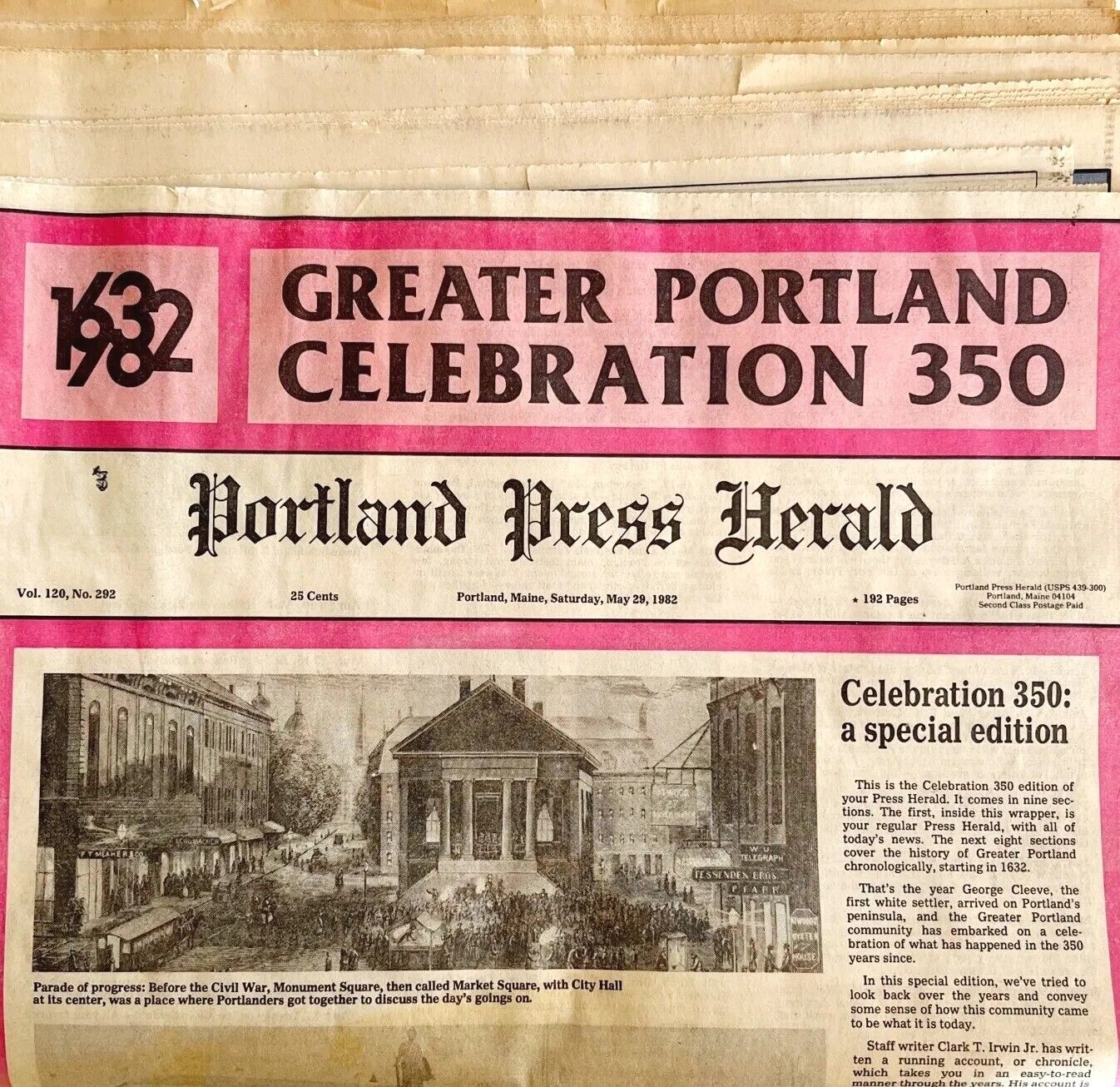 Portland Maine 350th Anniversary Newspaper 1982 Complete Vintage Press Herald 