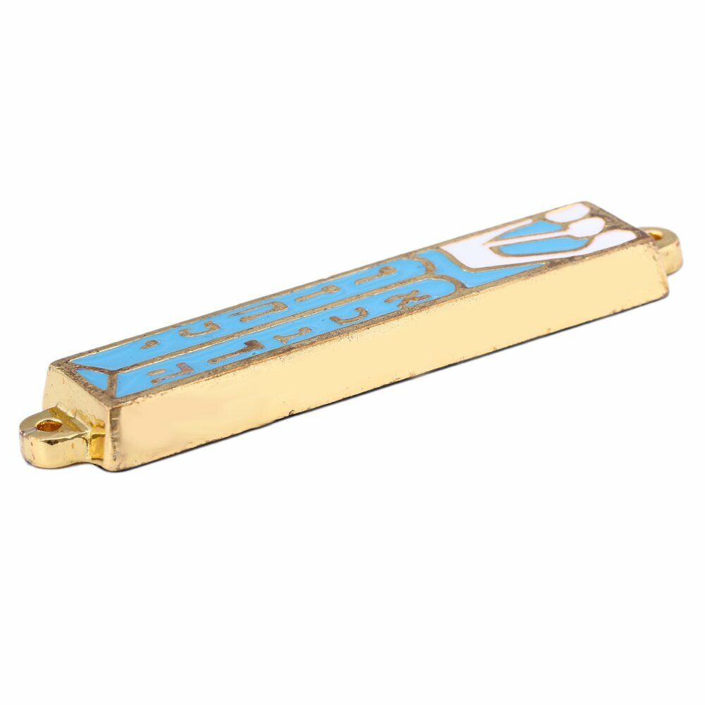Gold plated 10 Commandments Mezuzah with scroll inside (Cavity in back is about