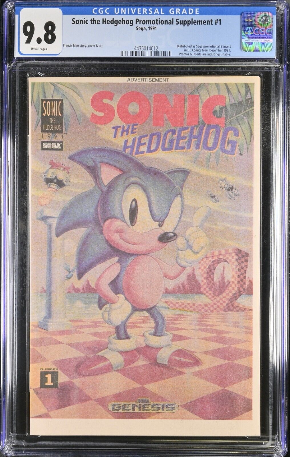 Sonic the Hedgehog Promotional Supplement #1 (SEGA 1991) CGC 9.8 White  🦔🦔🦔