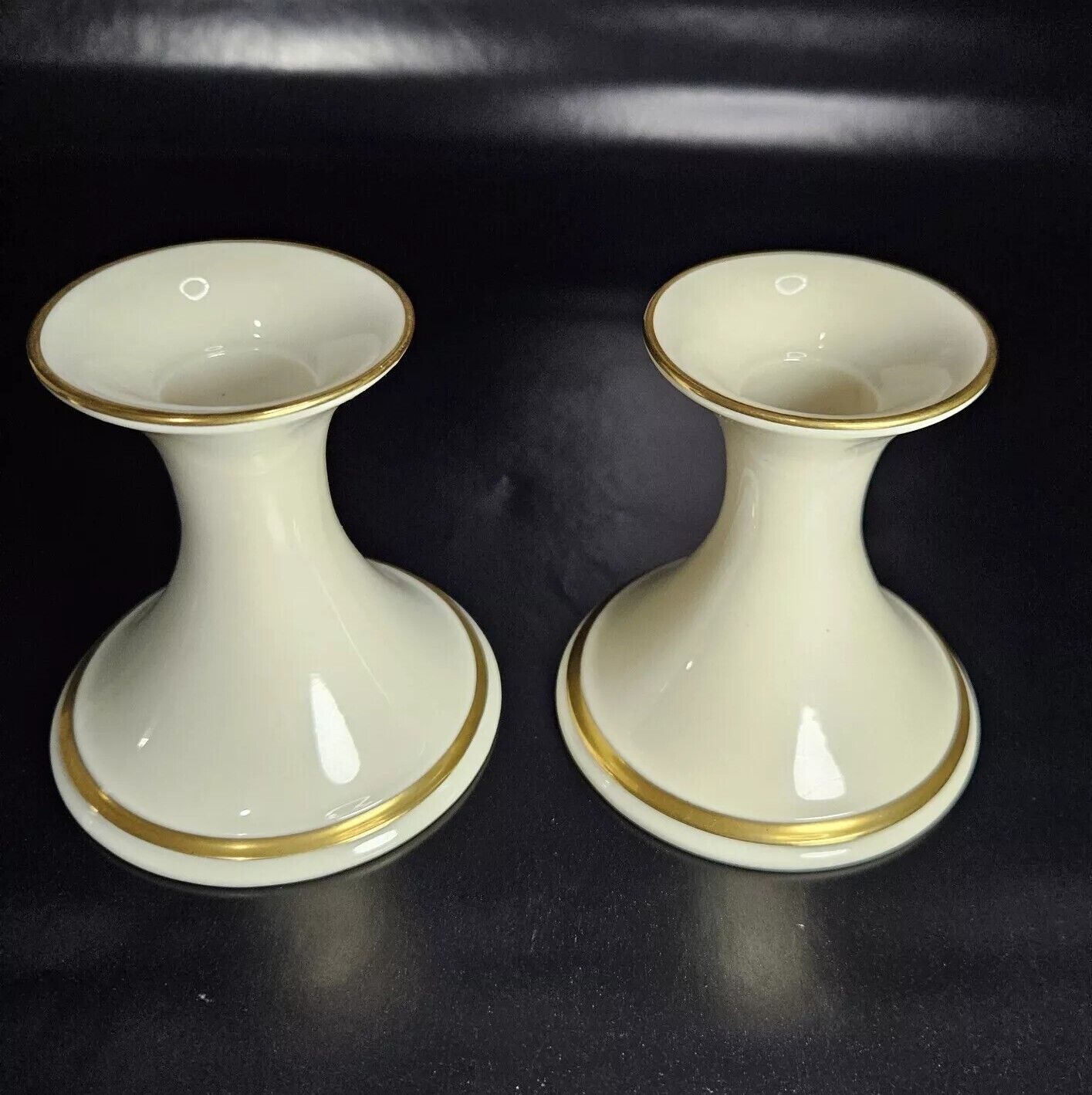 Lenox Eternal Candlestick Holder Ivory w Gold Trim Porcelain USA 4