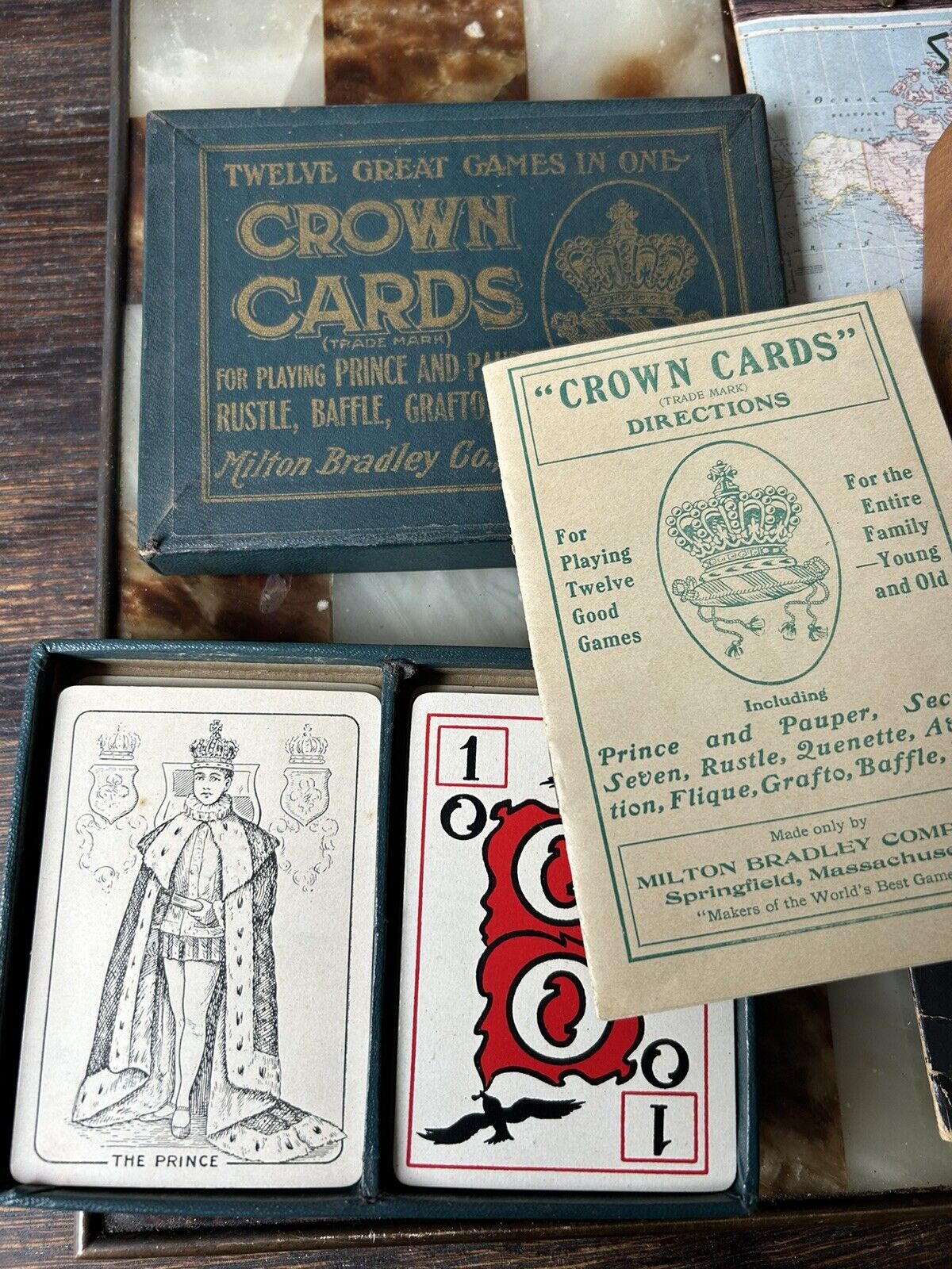 1911 Crown Cards 12 Games in One Milton Bradley Complete Game