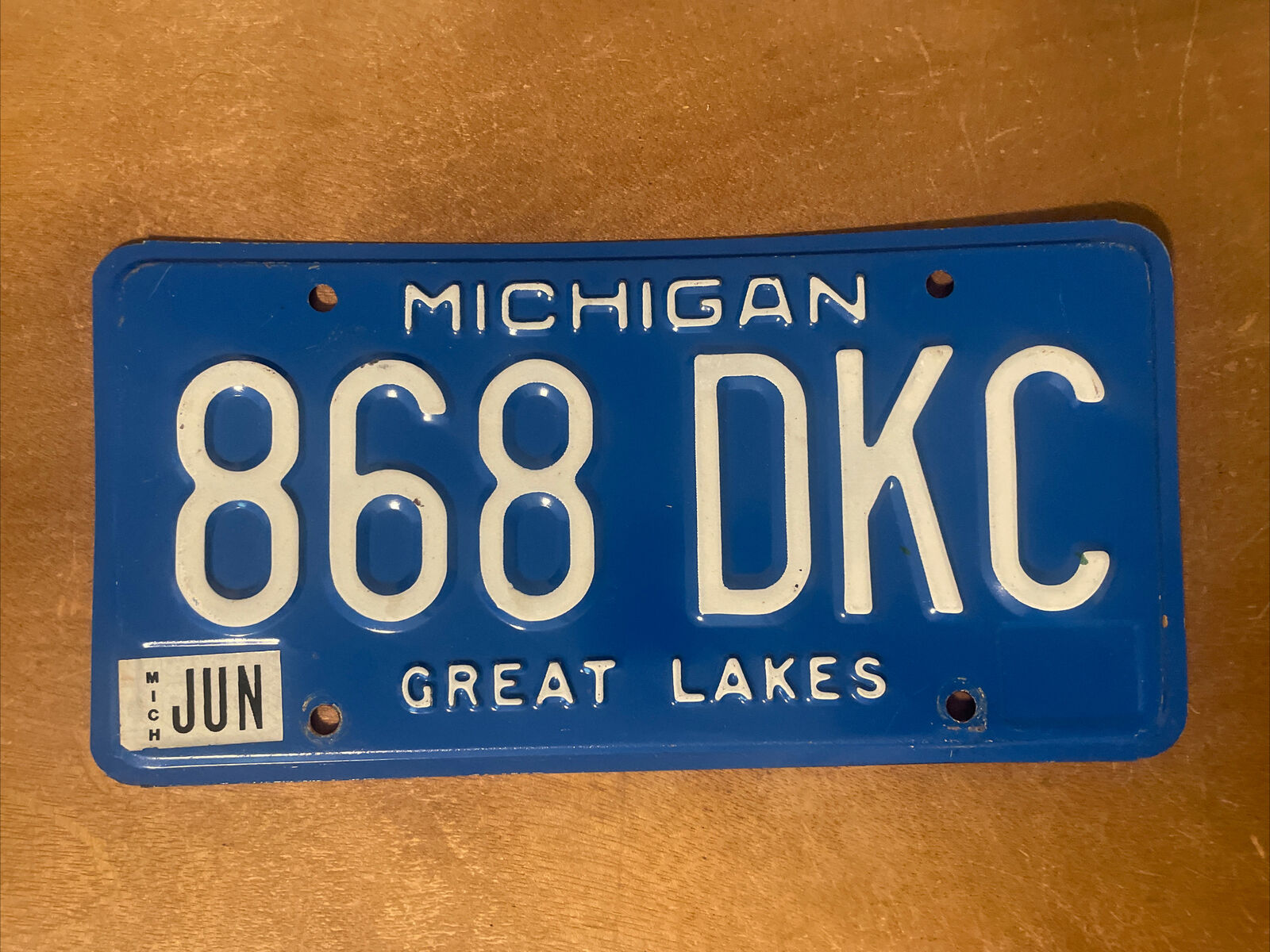 1984 Michigan License Plate Great Lakes Blue # 868 DKC
