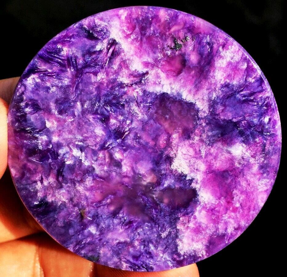 260CT Gemmy Natural Fantastic Purple Charoite Crystal Round card ip1450