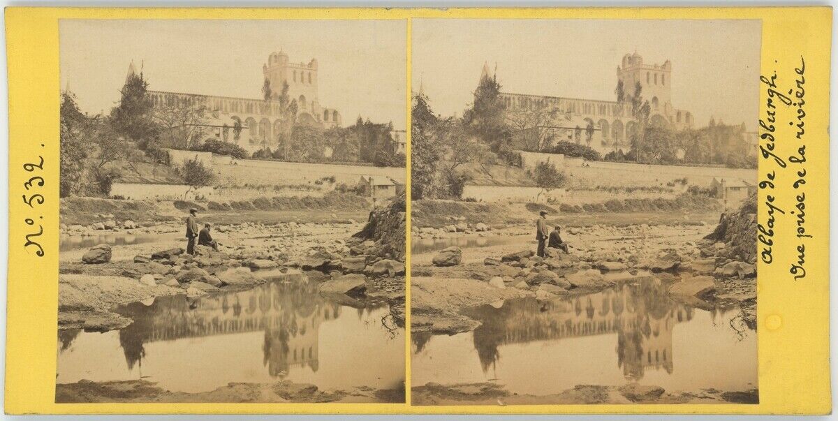 Wislon Stereo circa 1870. Jedburgh Abbey, from the River. Scotland. Scotland.