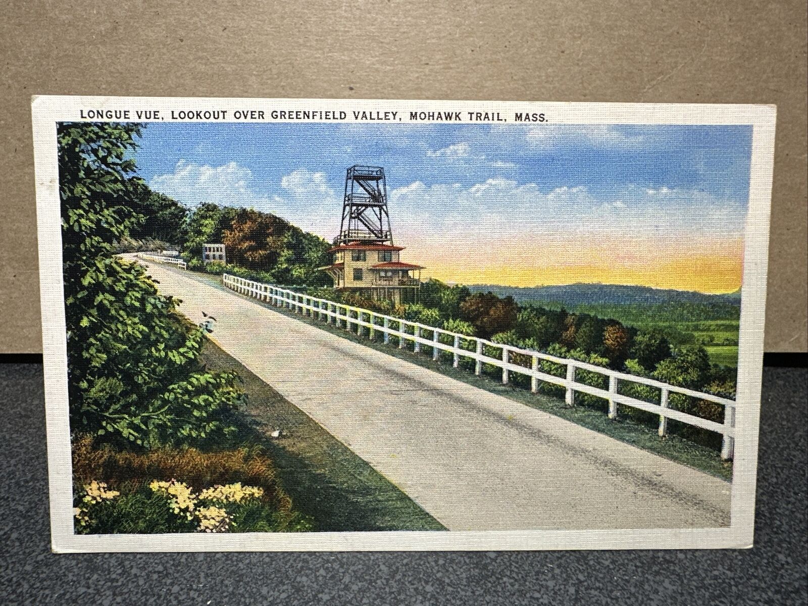 Longue Vue Look Out Over Greenfield Valley Mohawk Trail, Massachusetts Postcard￼