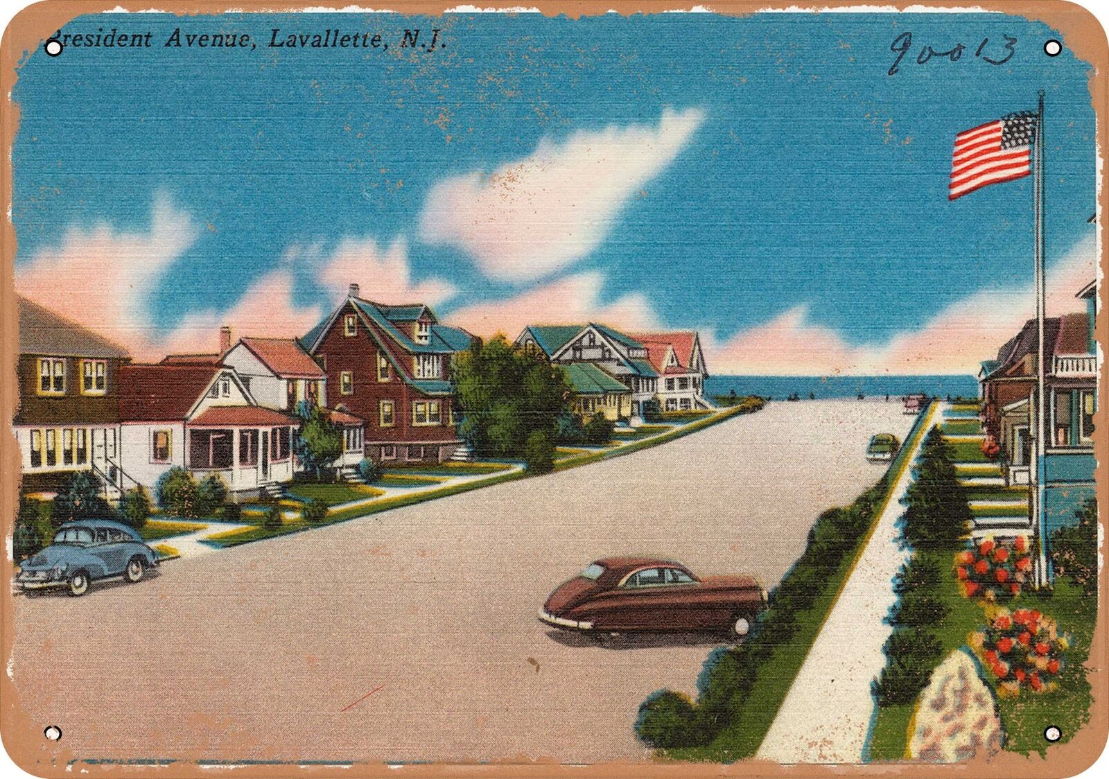 Metal Sign - New Jersey Postcard - President Avenue, Lavallette, N. J.