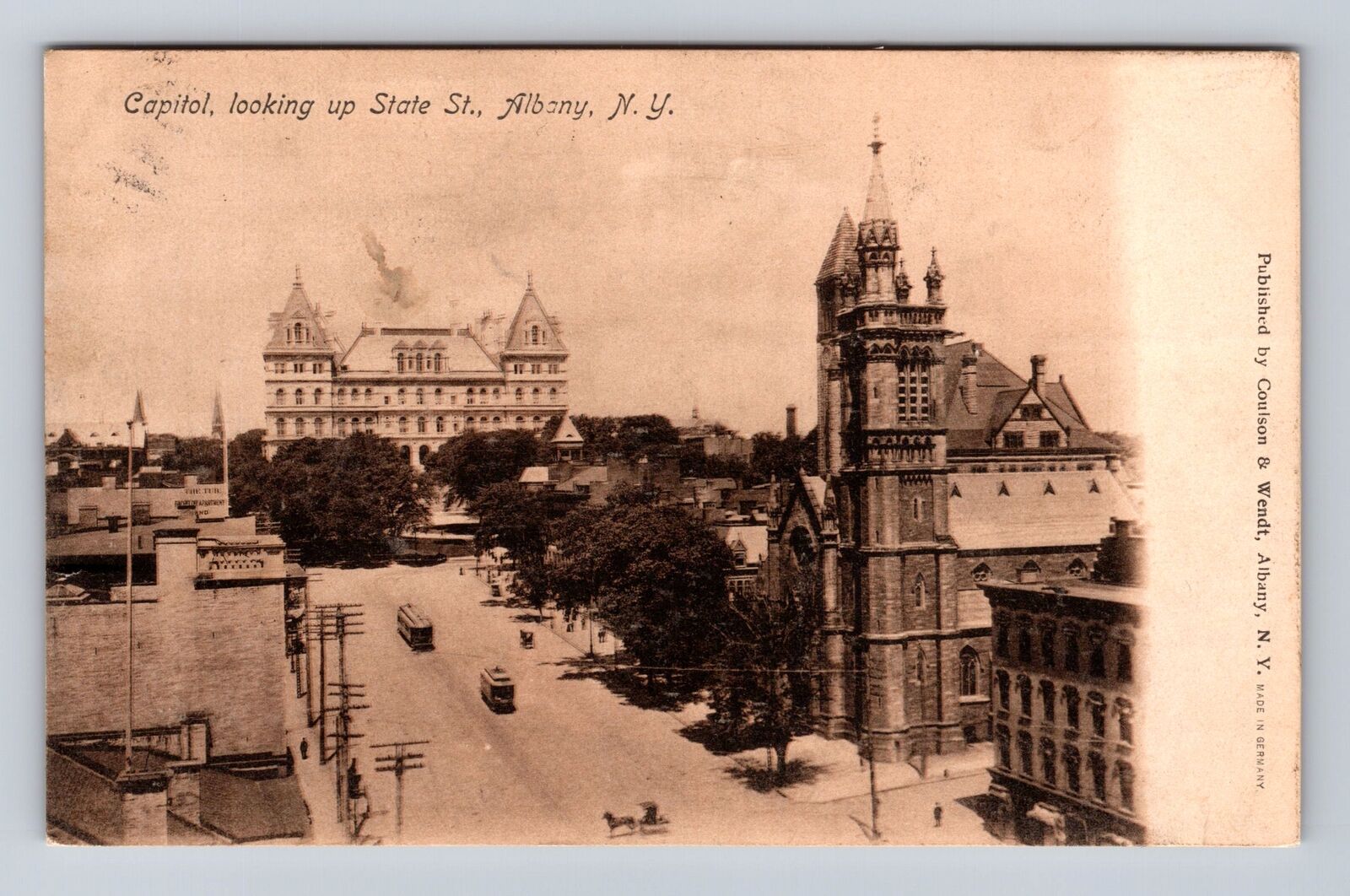 Albany NY- New York, Capitol Looking Up State Street, Vintage c1907 Postcard