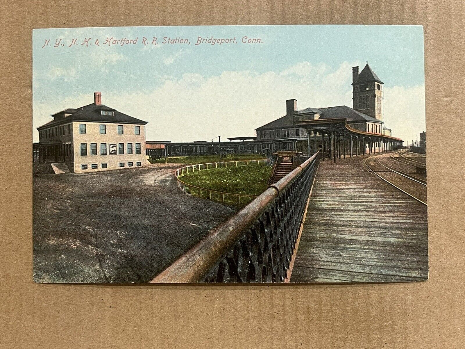Postcard Bridgeport CT New York New Haven Hartford Railroad Depot Train Station
