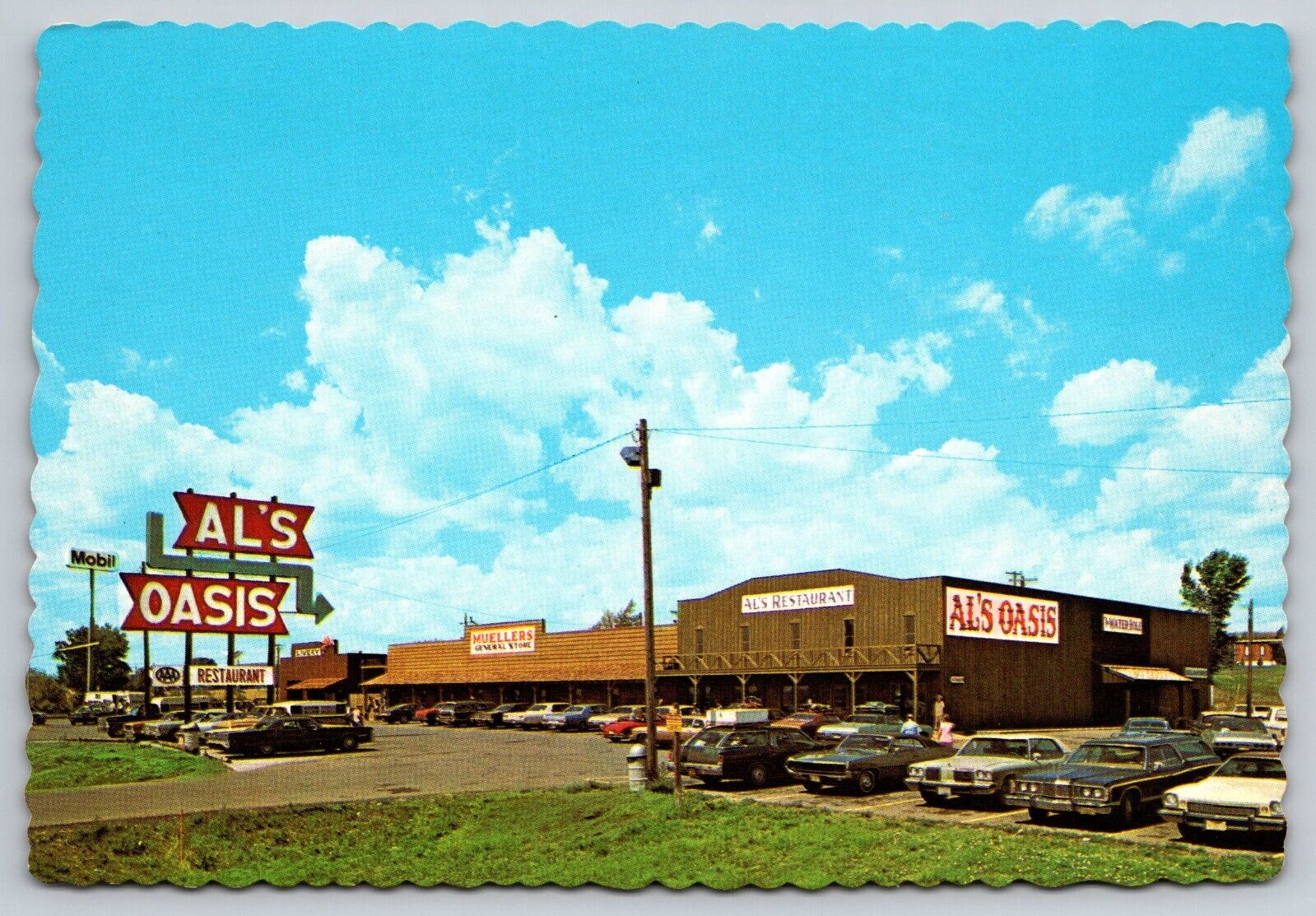Postcard South Dakota Chamberlain Al\'s Oasis Shopping Restaurant Gas Station 7D