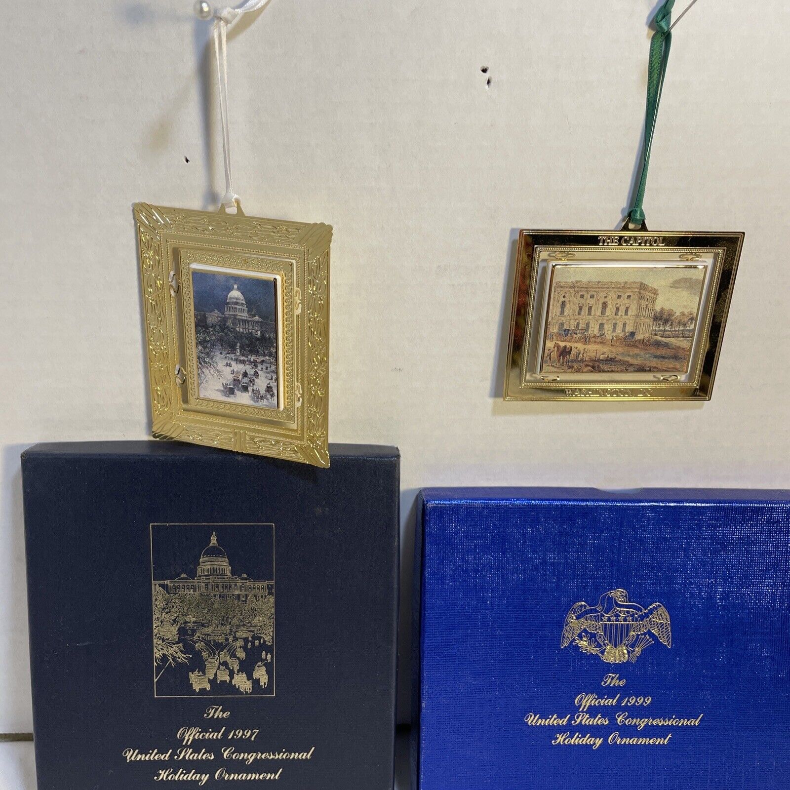 Vintage Congressional Christmas Ornaments 1997 & 1999 W/Box Sign Pete Domenici