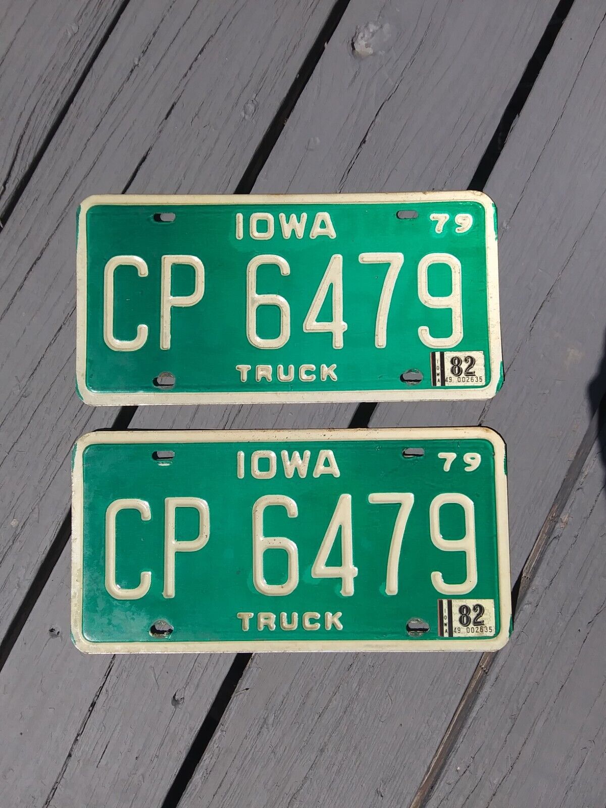 1979 IOWA TRUCK LICENSE PLATE MATCHED PAIR CP6479