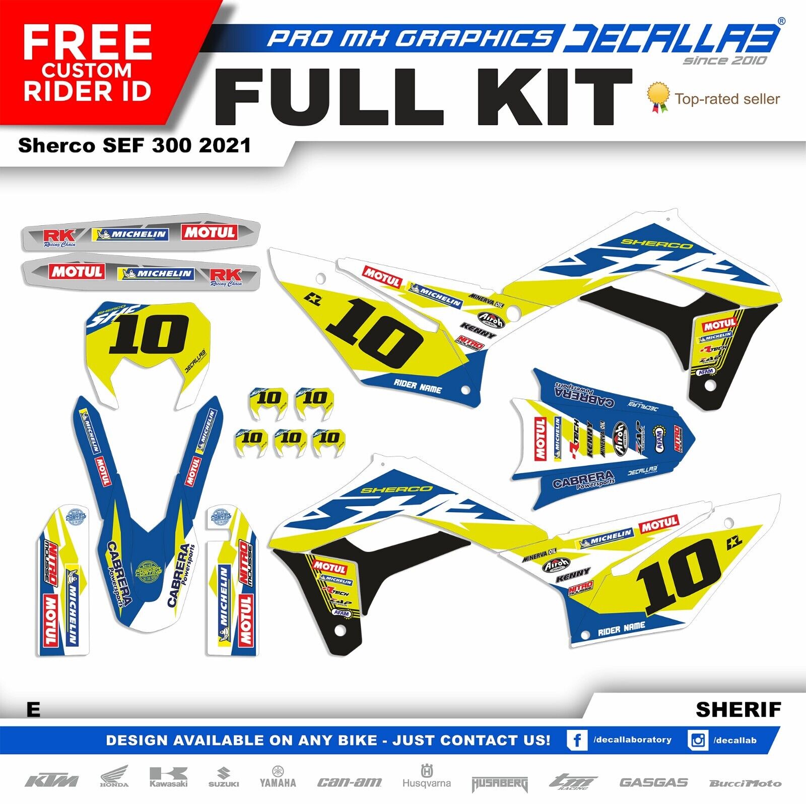 Sherco  SEF 300 2021 Super durable MX Graphics Decals Stickers Decallab