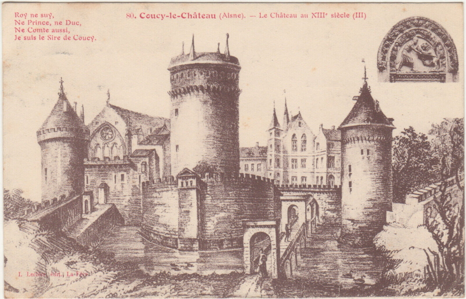 CPA 02 COUCY LE CHATEAU Le Château in the 13th century (III) No. 80