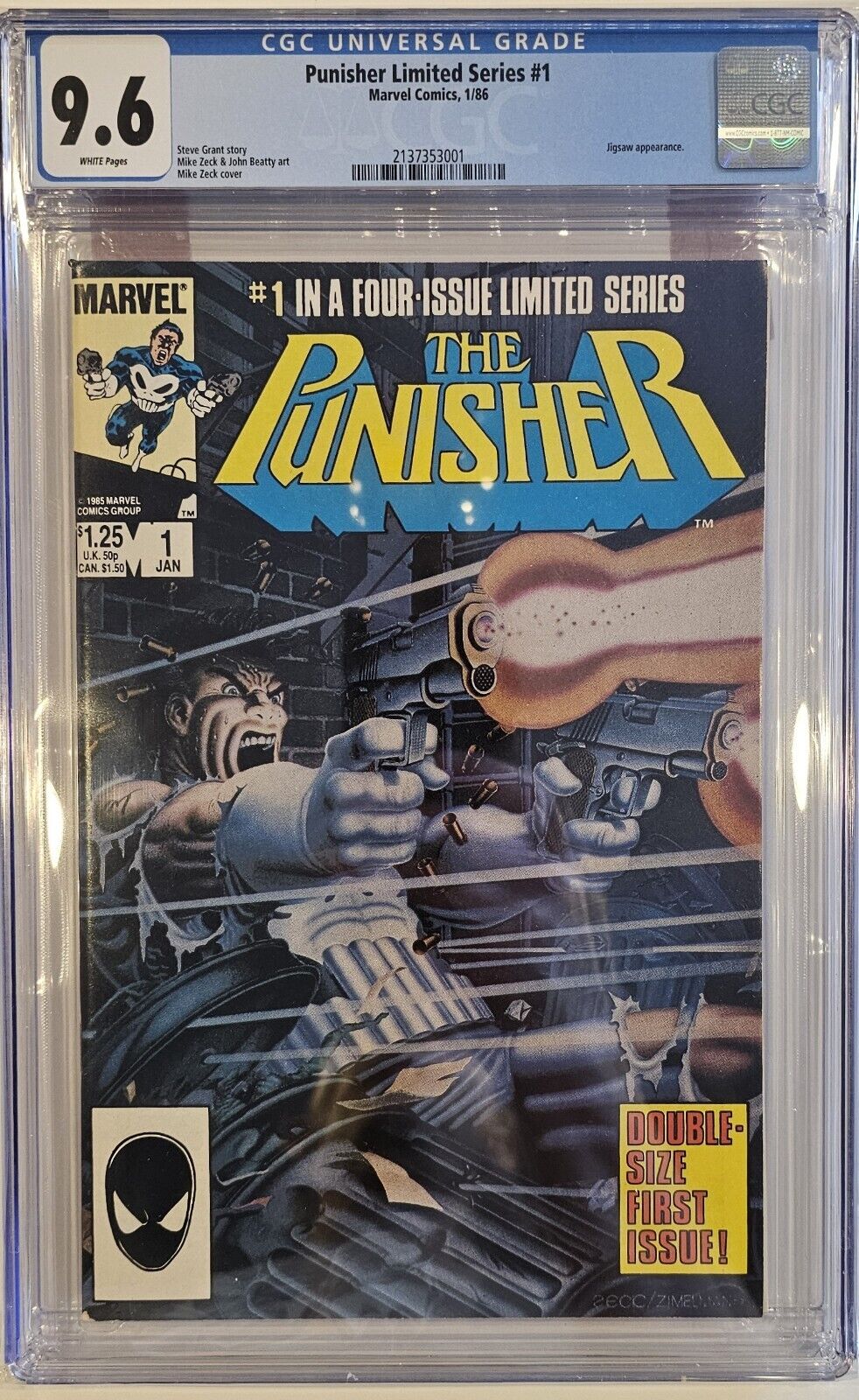 PUNISHER LIMITED SERIES #1 CGC 9.6 WHITE PAGES // MARVEL COMICS 1986