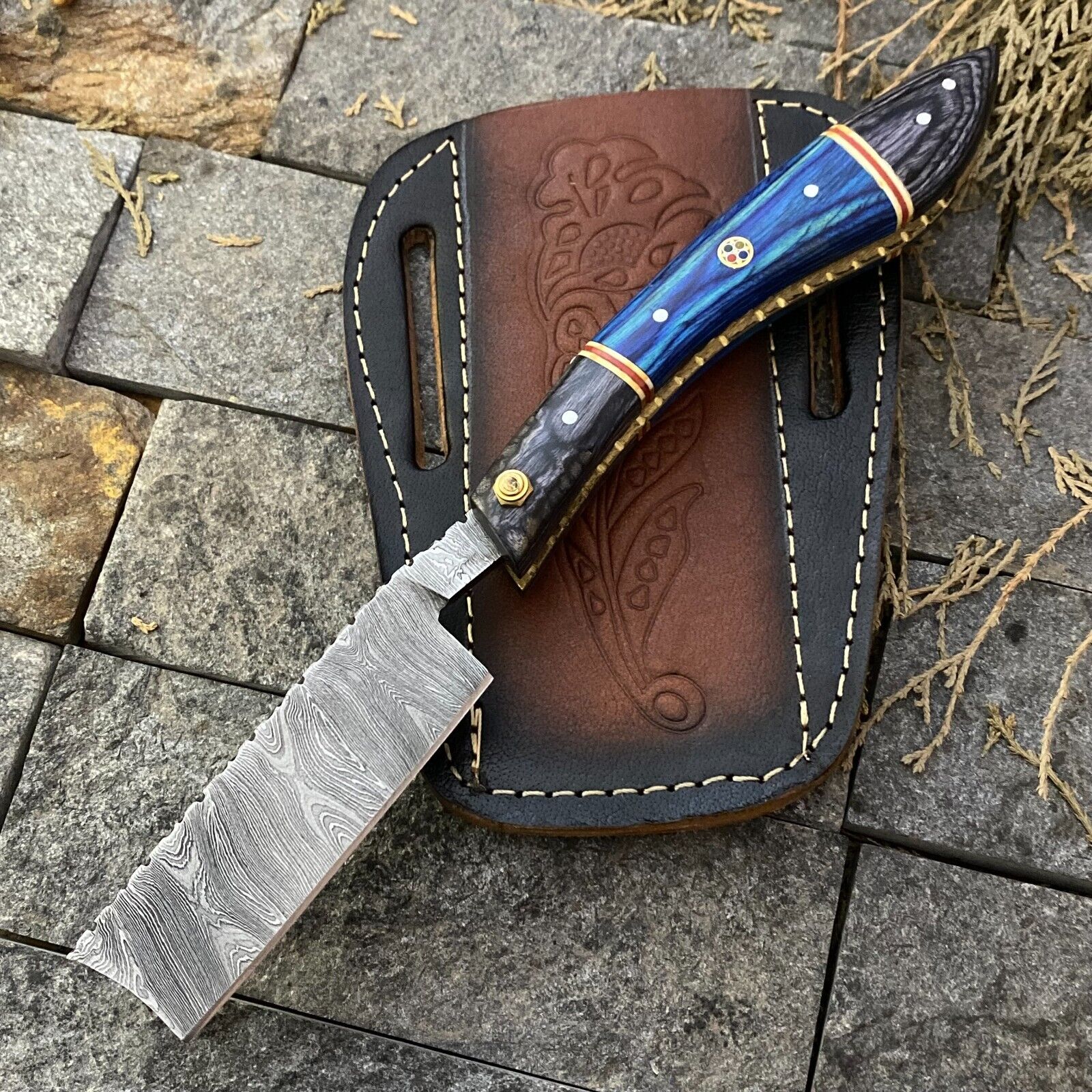 SHARDBLADE Custom Hand Forged Damascus Steel Straight Clever Sharp Blade RAZOR