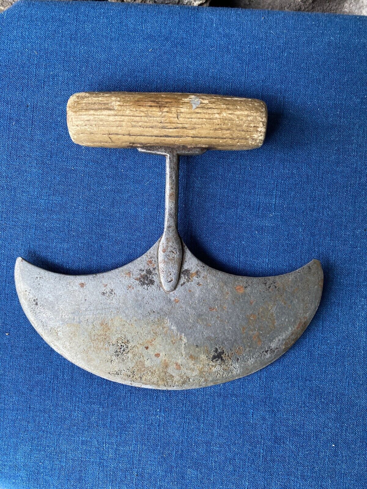Antique Vintage Heavy Steel HIDE SCRAPER Tool With Wood Handle