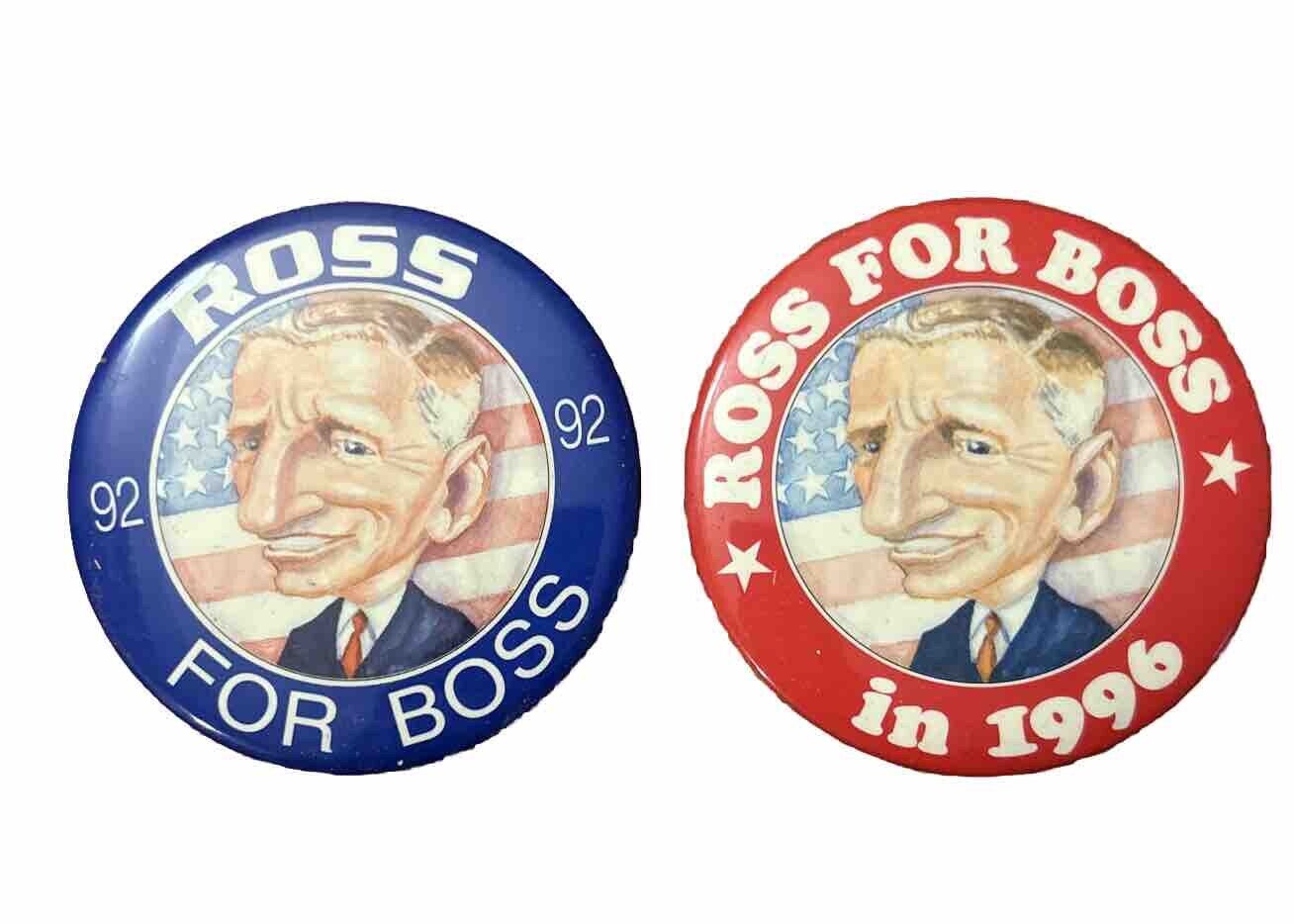 ROSS PEROT 3” Political Campaign Pins Buttons 1992 /1996 “ROSS THE BOSS” Lot