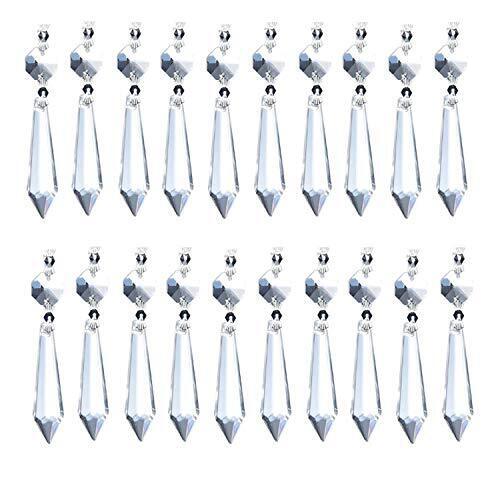 BronaGrand 20pcs 38mm Replacement Clear Chandelier Icicle Crystal Prisms Octogan