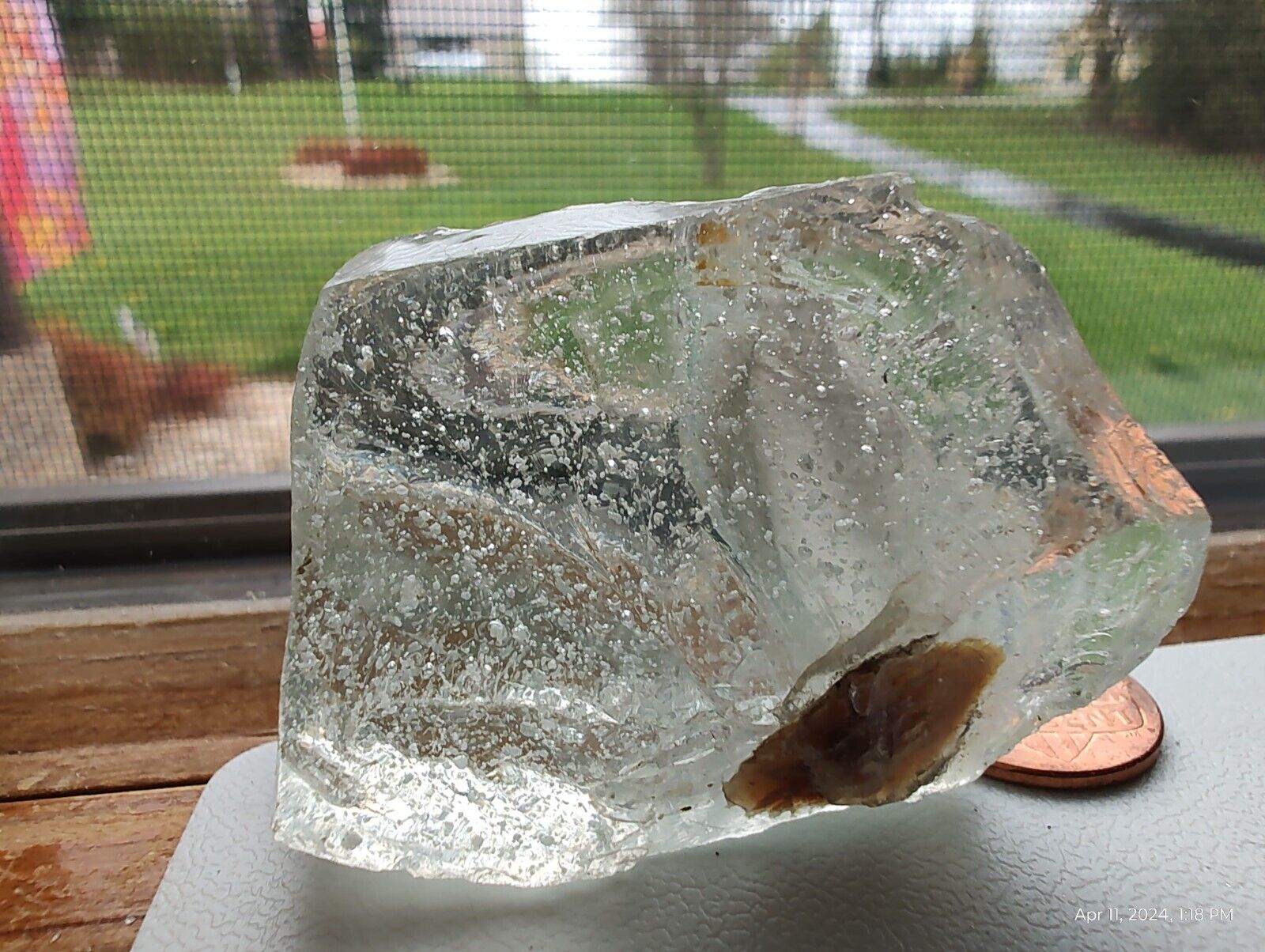 Mineral Stone Crystal Specimen 56 gram gold eye  seafoam Andara