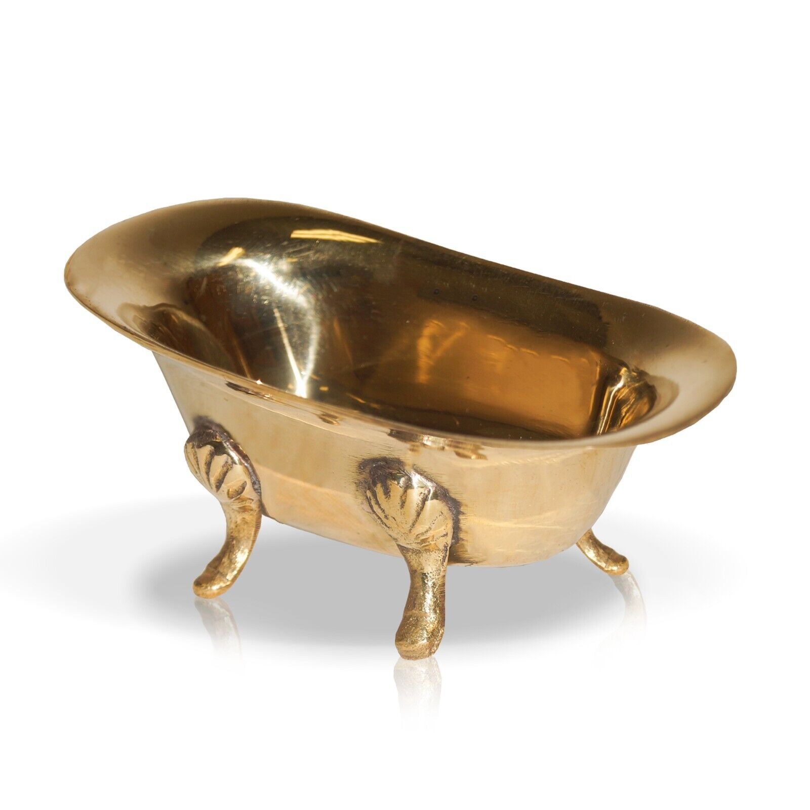 Brass Vintage Golden Soap Dish Miniature Tub Style Tray for Bathroom Counter