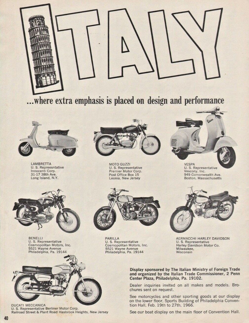 1966 Italian Motorcycles & Scooters Italy Ministry of Foreign Trade - Vintage Ad