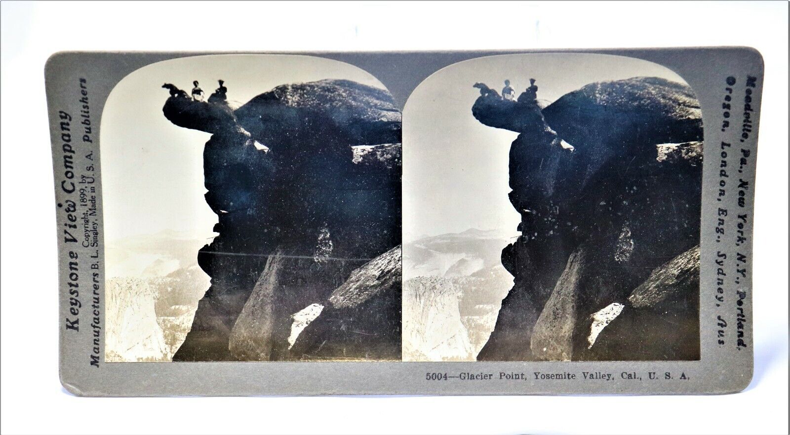 Antique 1899 Stereoscope Card #5004 Glacier Point Yosemite Valley California