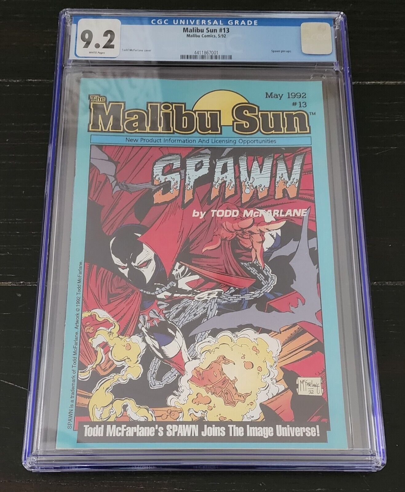 Malibu Sun 13 CGC 9.2 White Pages Spawn Pin-Ups 1st Spawn Spawn 1