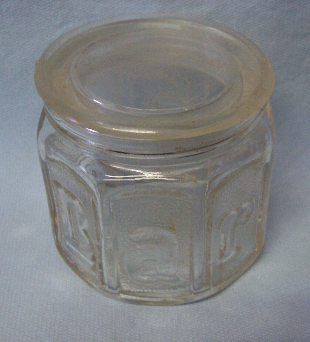 BARBASOL JAR & STRAIGHT RAZOR Vintage Octagon Jar Textured Embossed Letters (A1)