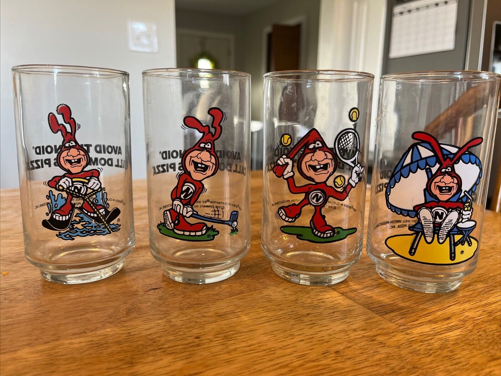 Vintage Domino's Pizza Avoid the Noid 1987/88 Drinking Glasses Display Items