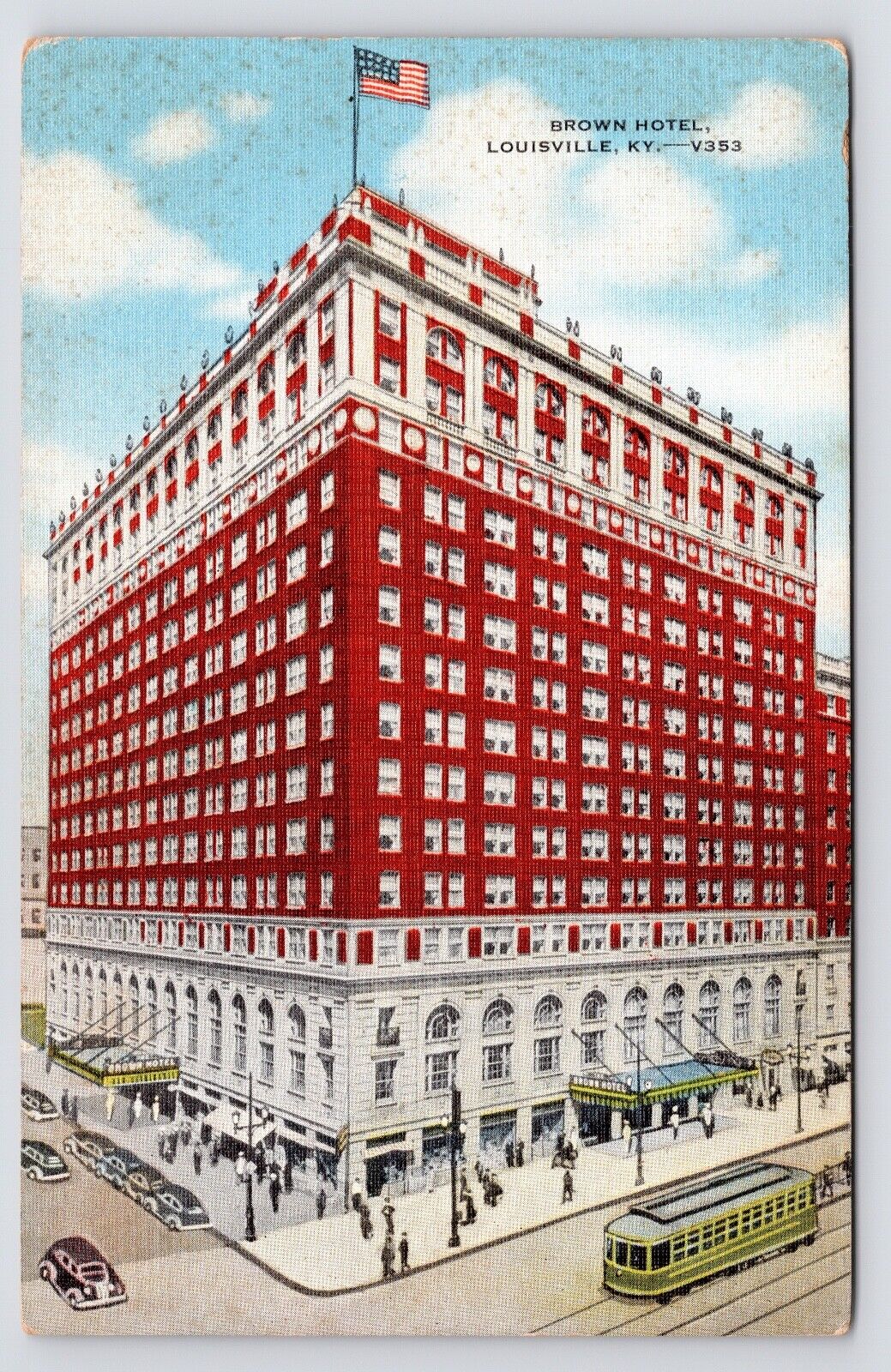 c1940s~Louisville Kentucky KY~Historic Brown Hotel~Downtown~Vintage Postcard