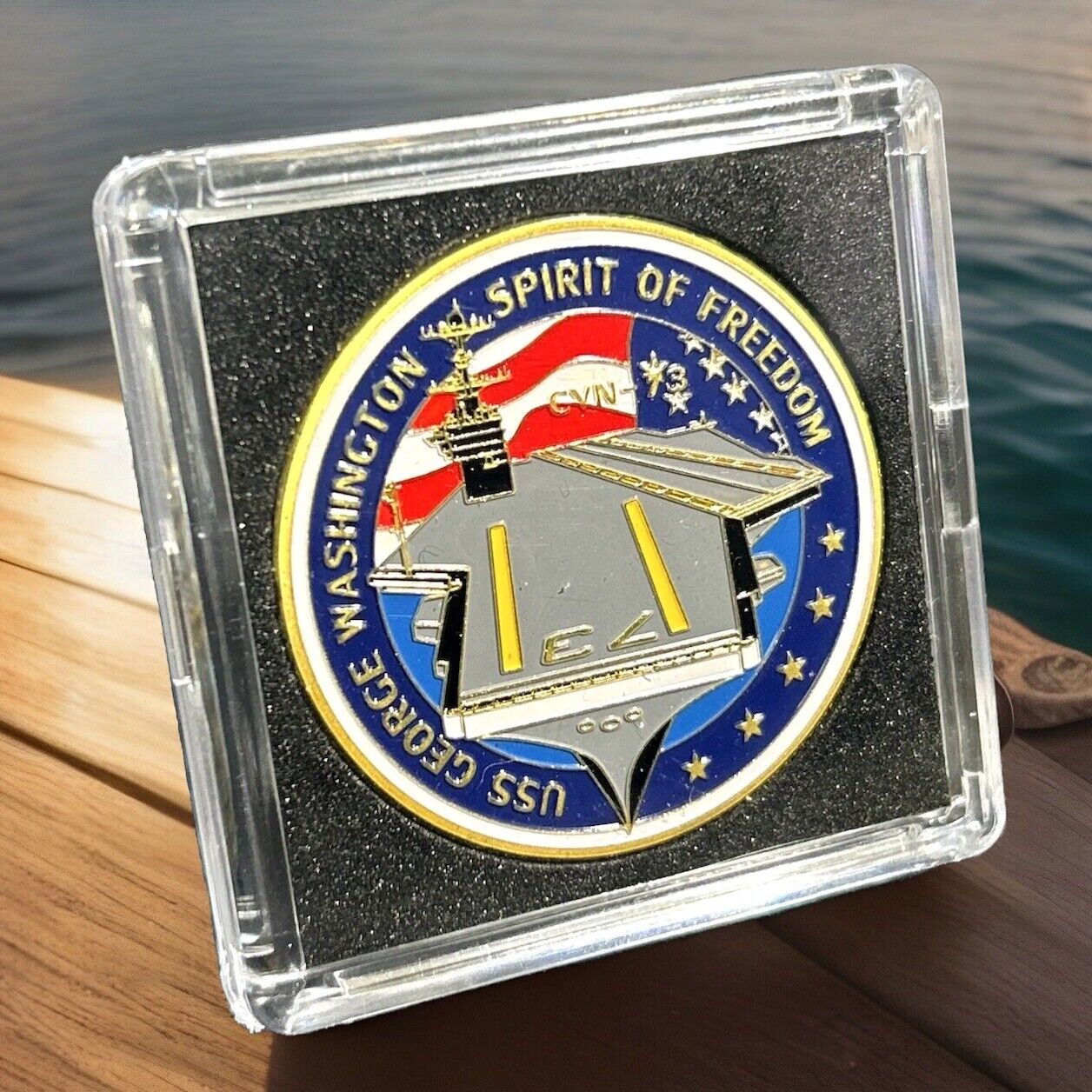 USS George Washington CVN-73 Challenge Coin Freedom US NAVY New W 2X2 ST Case
