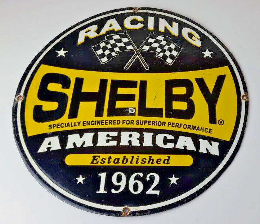 Vintage Chevrolet Porcelain Sign - American Shelby Service Gas Pump Racing Sign