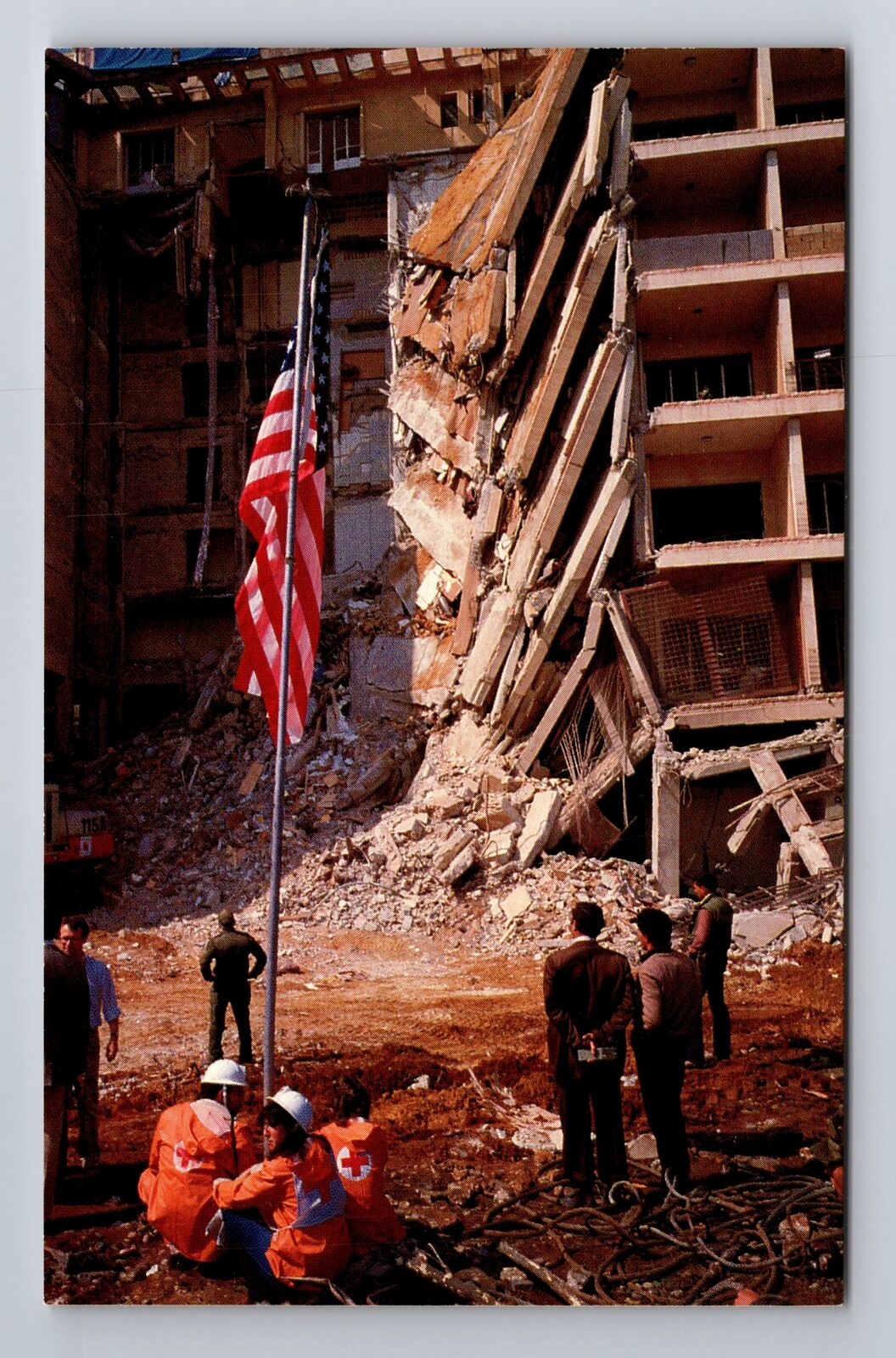 Beirut-Lebanon, U.S. Embassy Ruins After Attack by Terrorist, Vintage Postcard