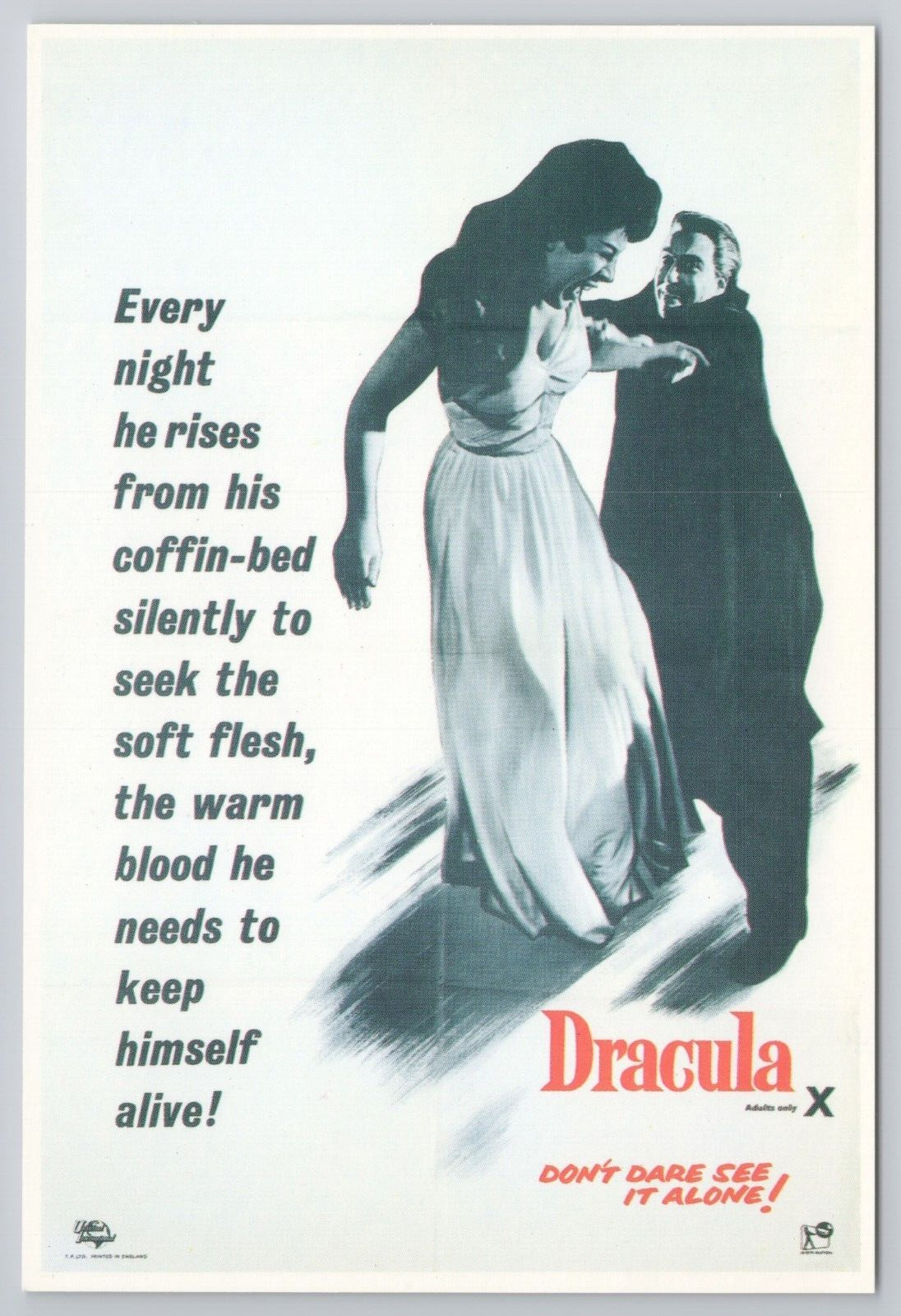 Dracula 1958 Film - Movie Poster Postcard Hammer Films