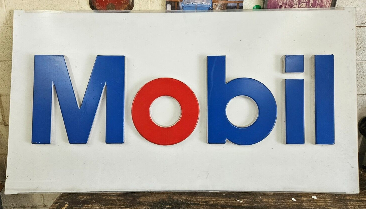 XLARGE Vintage Mobile Gas Station Sign Oil Company Advertisement