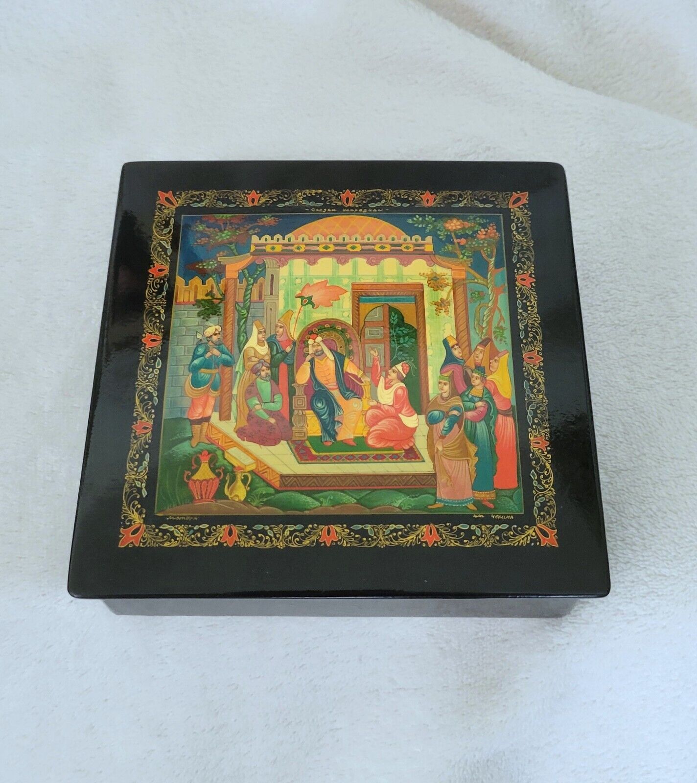 Russian Hand Painted Lacquer Box Mstera Scheherazade Tales Vintage 