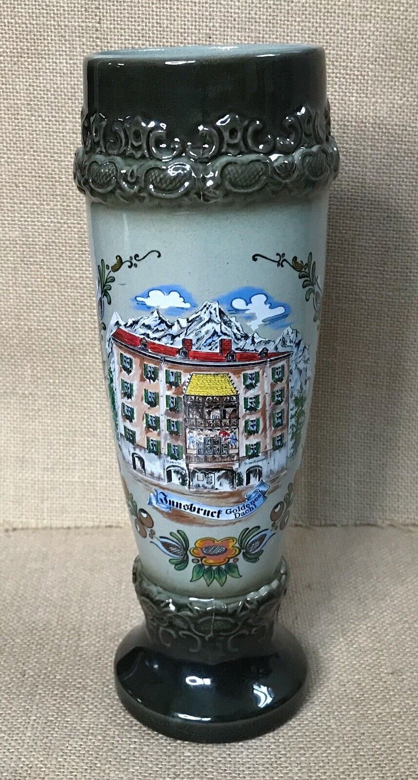 German Made Handarbeit Innsbruck Austria Goldenes Dachl Pilsner Cup Stein Vase