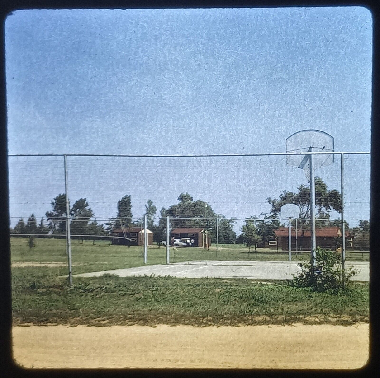 1970s Dirt Road Country Basketball Court Farm Vtg 35mm Photo Slide