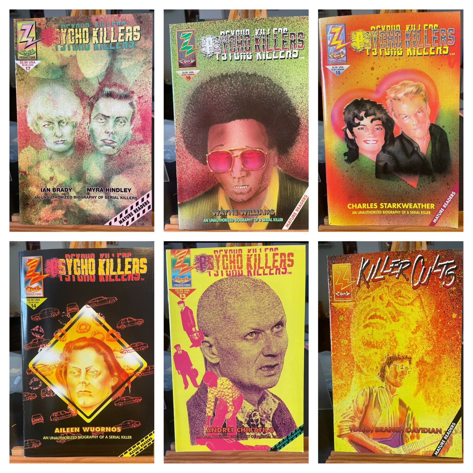 Psycho Killer 6 Comic Lot Featuring: wuornos, Chikatilo, Wayne Williams